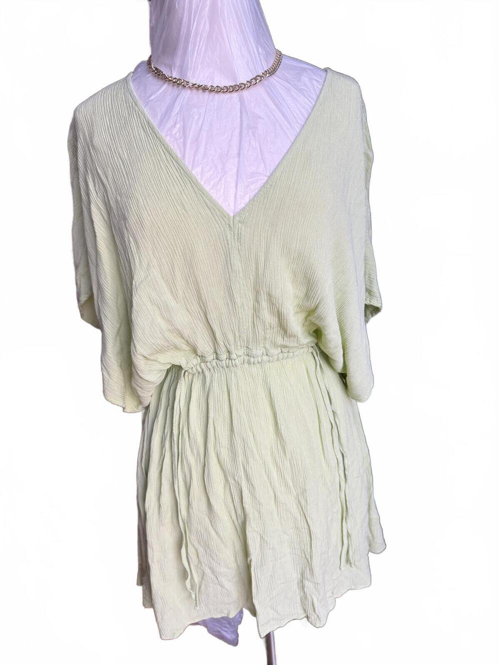 Roxy Women’s Light Green V-Neck Dress Elastic Waist Size S